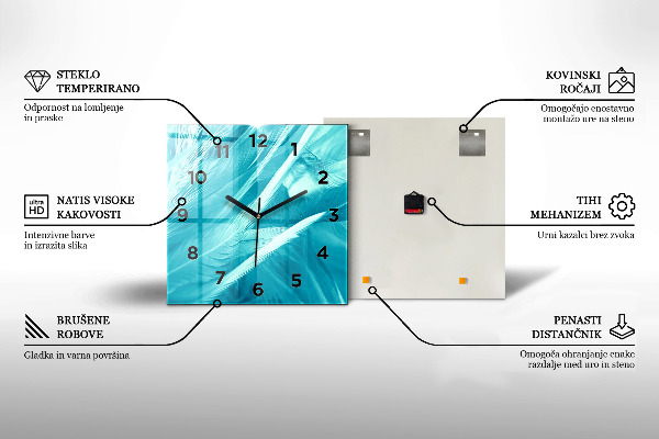 Skleněné hodiny čtvercové Vintage mapa