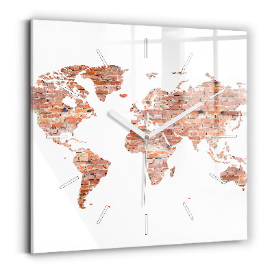 Skleněné hodiny čtvercové Stará cihlová mapa