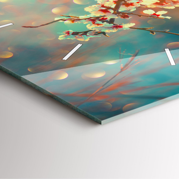 Skleněné hodiny čtvercové Jarní květiny