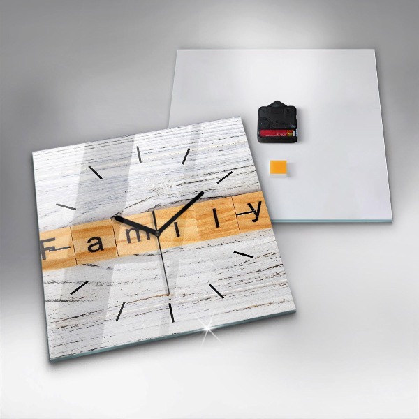 Skleněné hodiny čtvercové Rodina