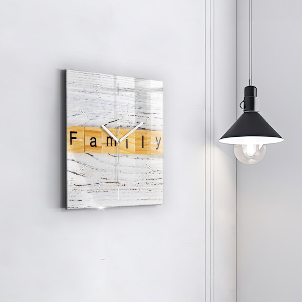Skleněné hodiny čtvercové Rodina