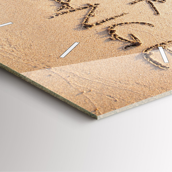 Skleněné hodiny čtvercové Citát na pláži