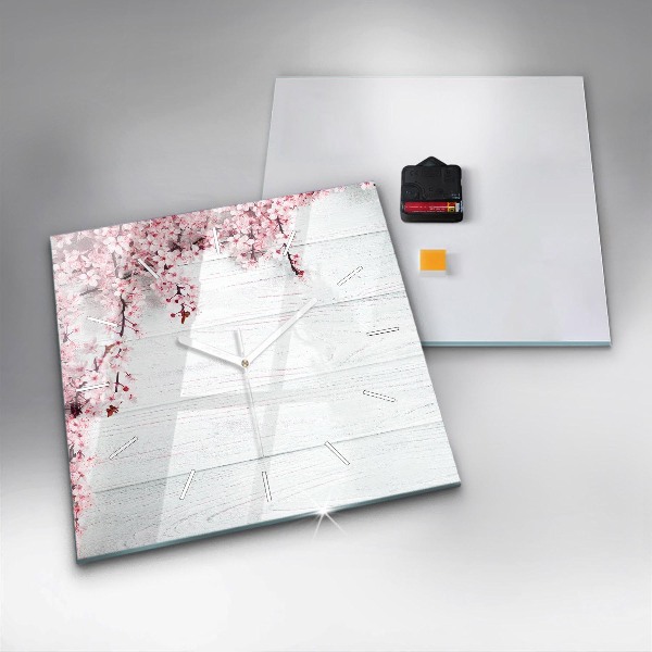 Skleněné hodiny čtvercové Jarní květiny