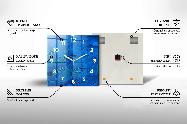 Skleněné hodiny čtvercové Světlá dřevěná prkna