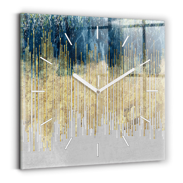 Čtvercové nástěnné hodiny Dekorativní vzor a zlato