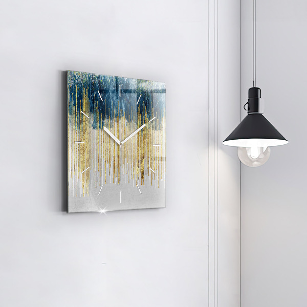 Čtvercové nástěnné hodiny Dekorativní vzor a zlato