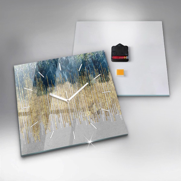 Čtvercové nástěnné hodiny Dekorativní vzor a zlato