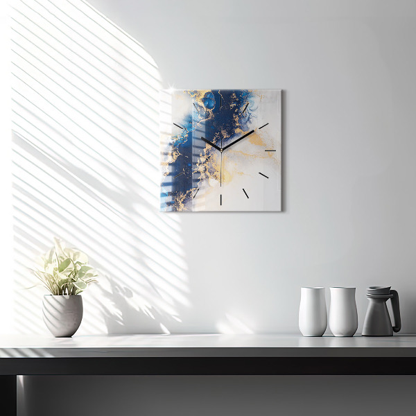 Čtvercové nástěnné hodiny Mramorový vzor