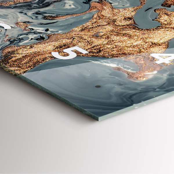 Čtvercové nástěnné hodiny Mramorová zlatá abstrakce