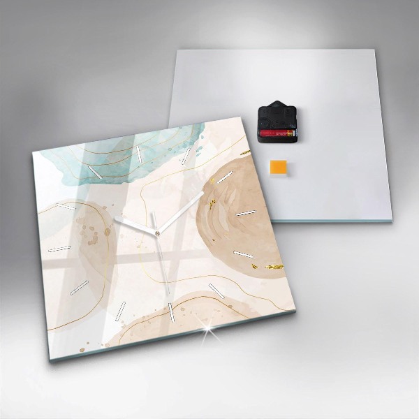 Čtvercové nástěnné hodiny Akvarelové skvrny