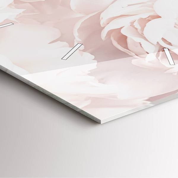 Čtvercové nástěnné hodiny Květy pivoňky