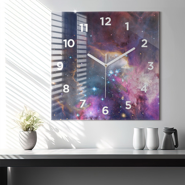Skleněné hodiny čtvercové Galaxie a hvězdy