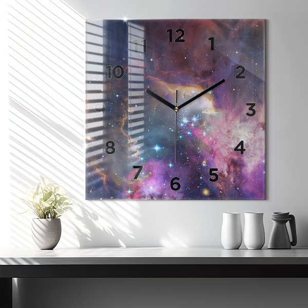 Skleněné hodiny čtvercové Galaxie a hvězdy