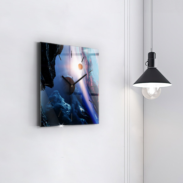 Skleněné hodiny čtvercové Velká galaxie