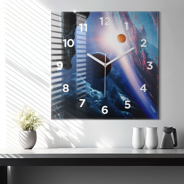 Skleněné hodiny čtvercové Velká galaxie
