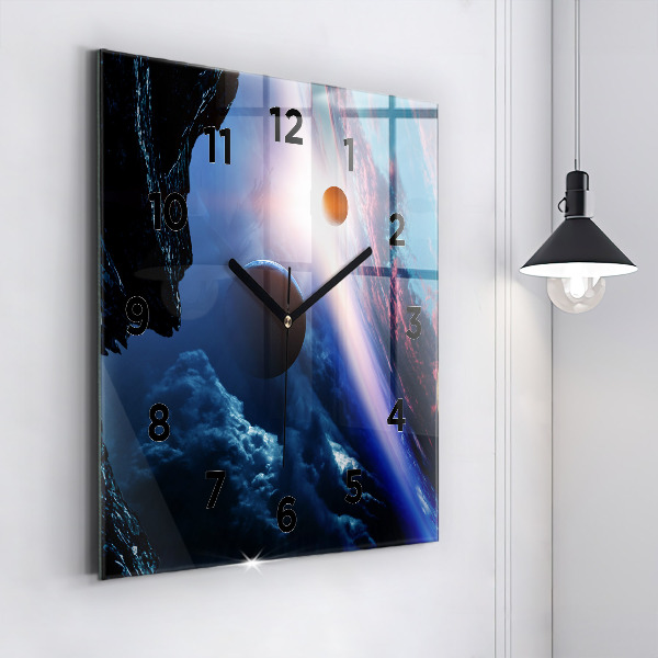 Skleněné hodiny čtvercové Velká galaxie