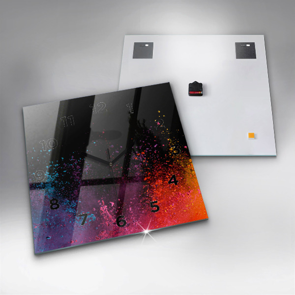 Skleněné hodiny čtvercové Exploze barev