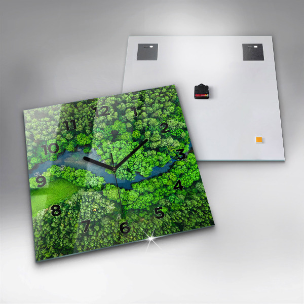 Skleněné hodiny čtvercové Řeka v lese