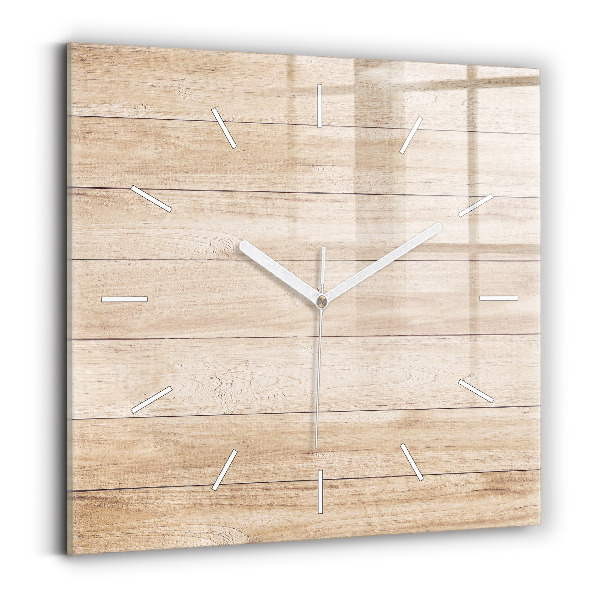 Skleněné hodiny čtvercové Dřevěná textura