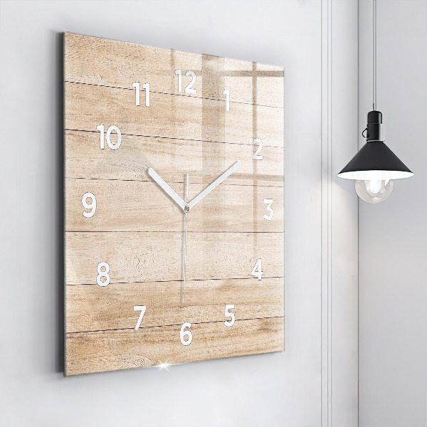 Skleněné hodiny čtvercové Dřevěná textura