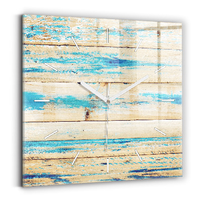 Skleněné hodiny čtvercové Poškrábané dřevo