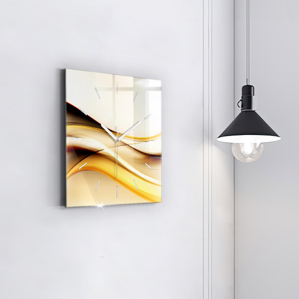 Skleněné hodiny čtvercové Abstrakce vln