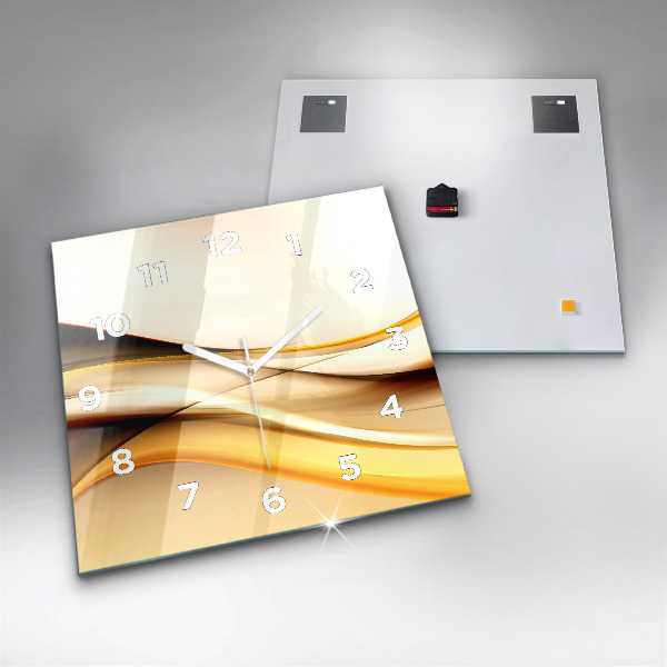 Skleněné hodiny čtvercové Abstrakce vln