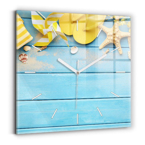 Skleněné hodiny čtvercové Plážové doplňky a prkna