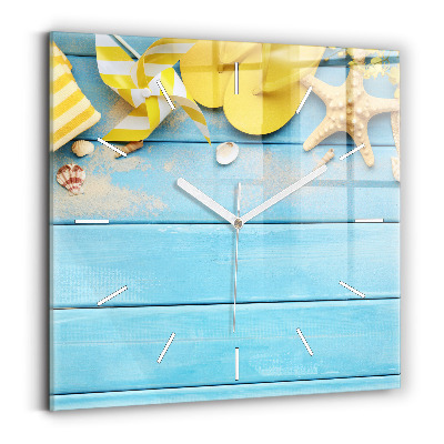 Skleněné hodiny čtvercové Plážové doplňky a prkna