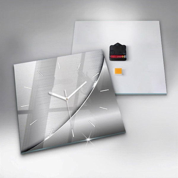 Čtvercové nástěnné hodiny Stříbrný vzor
