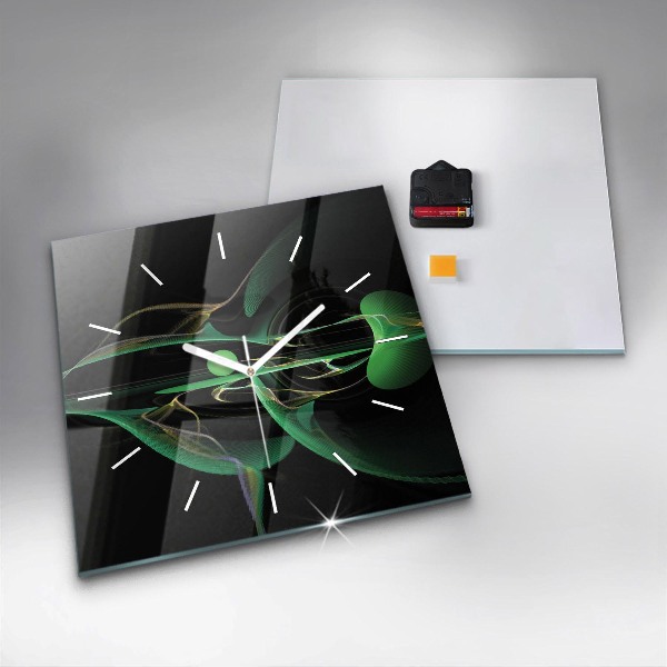 Čtvercové nástěnné hodiny Zelená abstrakce