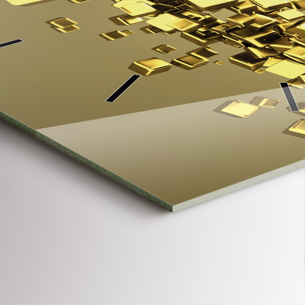 Čtvercové nástěnné hodiny Zlaté čtverce