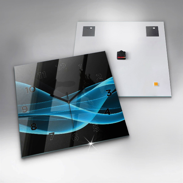 Čtvercové nástěnné hodiny Modrá abstrakce
