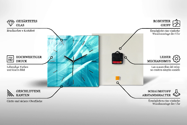 Čtvercové nástěnné hodiny Šálek a kávová zrna