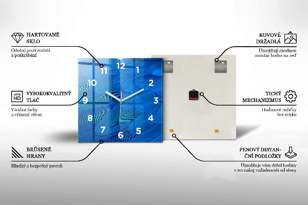 Čtvercové nástěnné hodiny Zlatý pyl