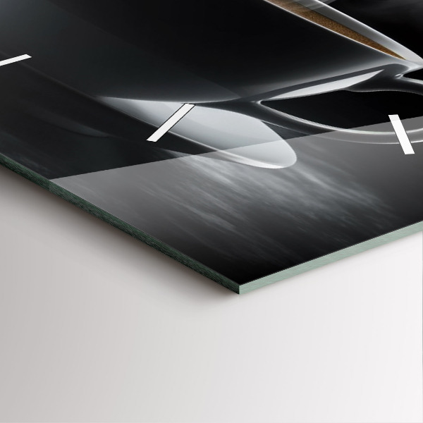 Čtvercové nástěnné hodiny Šálek černé kávy