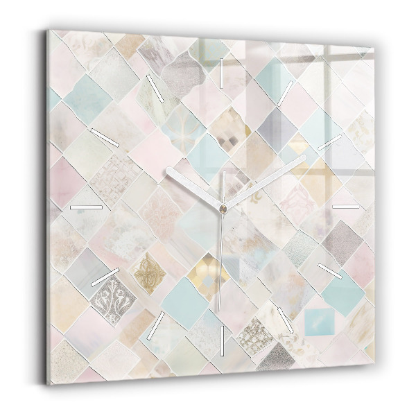 Čtvercové nástěnné hodiny Barevné dlaždice