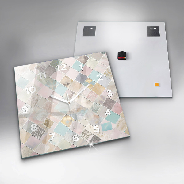 Čtvercové nástěnné hodiny Barevné dlaždice
