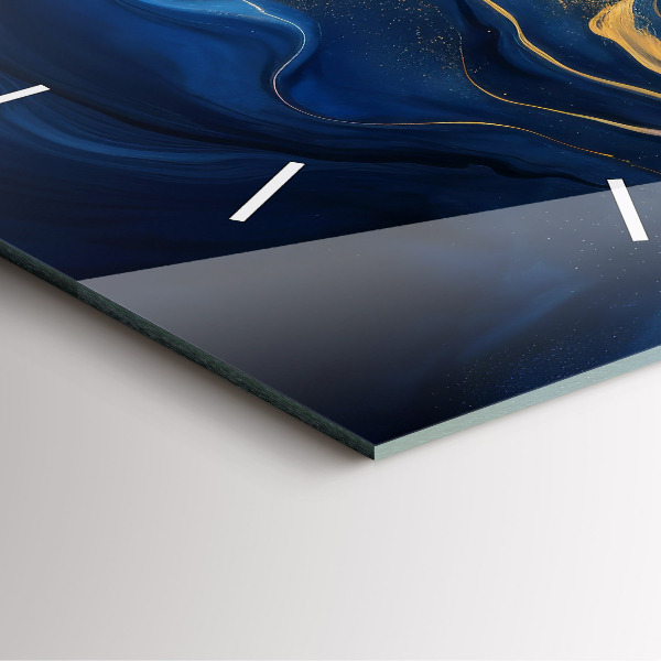 Čtvercové nástěnné hodiny Modrý mramor