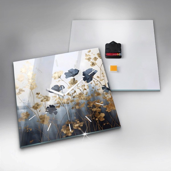 Čtvercové nástěnné hodiny Abstraktní květiny