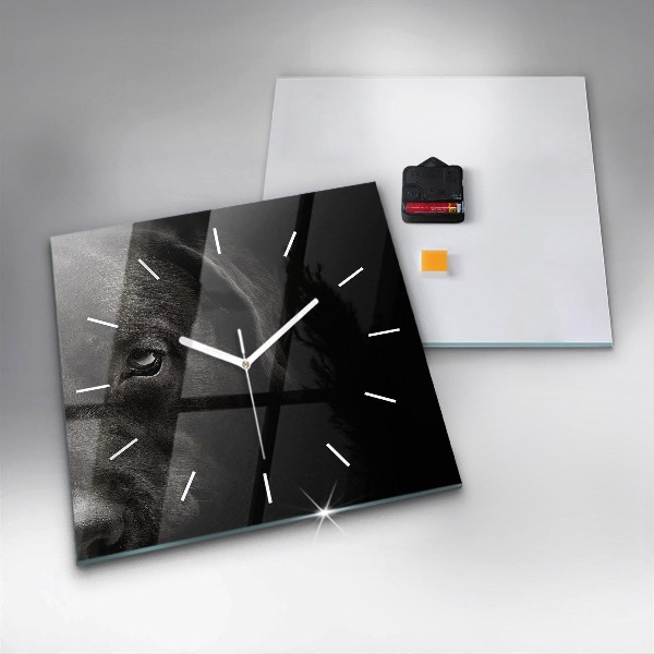 Skleněné hodiny čtvercové Skotský pes a kočka