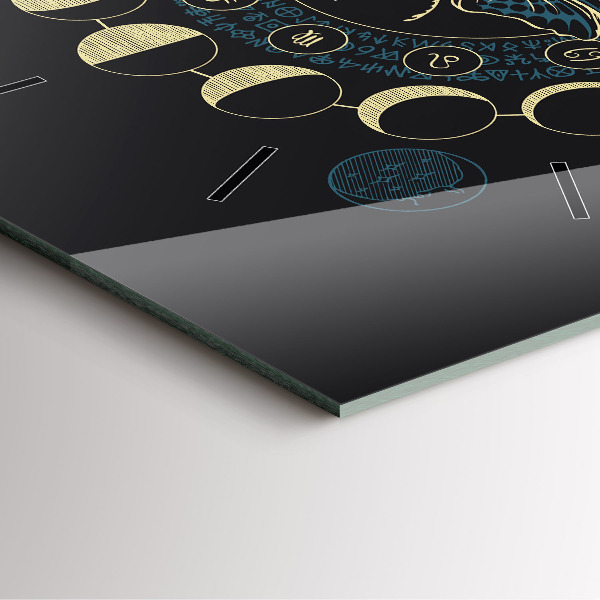 Čtvercové nástěnné hodiny Fáze měsíce a hmyz