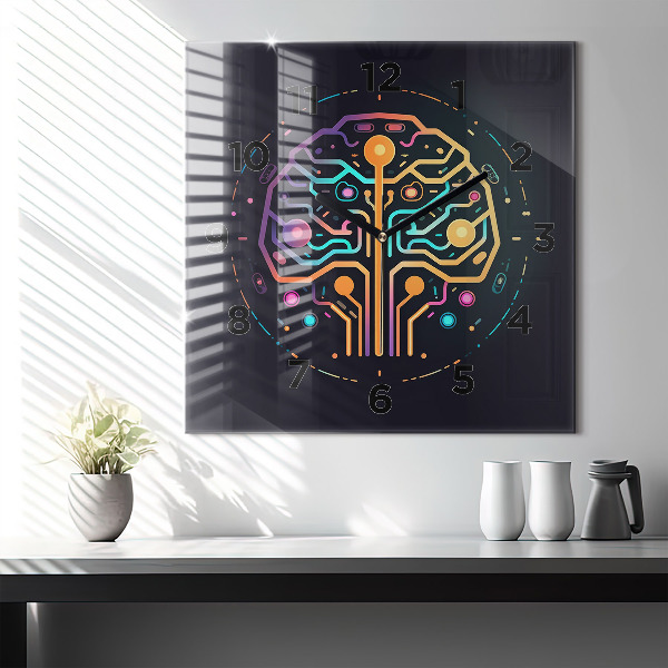 Čtvercové nástěnné hodiny Barevná abstrakce