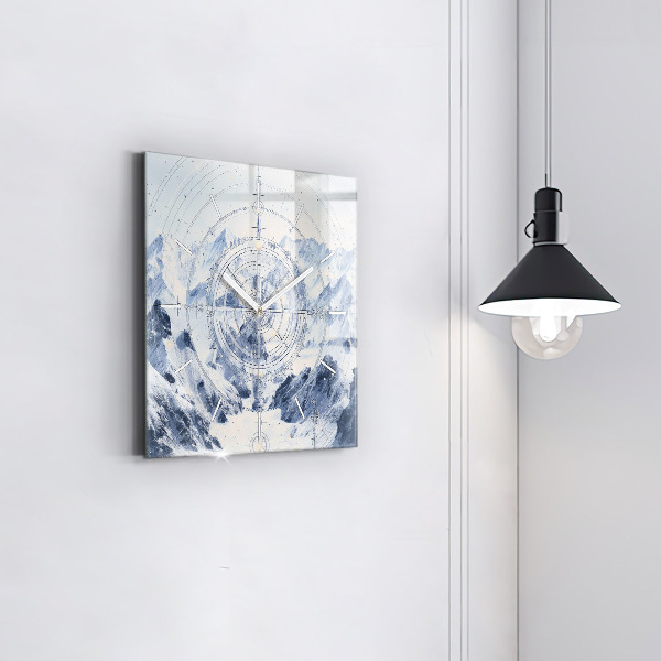 Čtvercové nástěnné hodiny Modré kresby