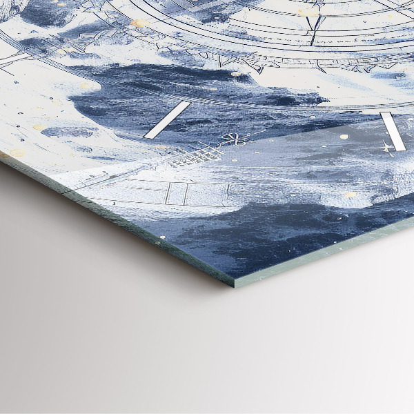 Čtvercové nástěnné hodiny Modré kresby