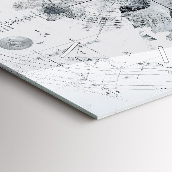 Čtvercové nástěnné hodiny Kresba hor