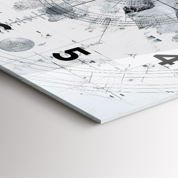 Čtvercové nástěnné hodiny Kresba hor