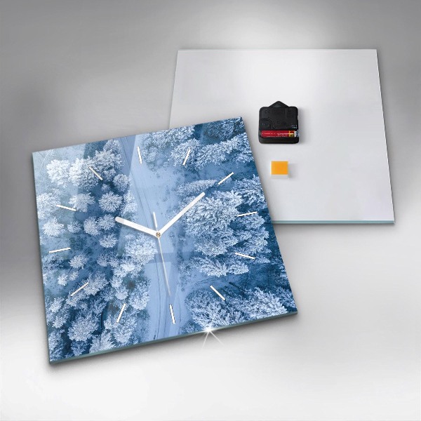 Čtvercové nástěnné hodiny Les z dronu