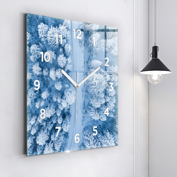 Čtvercové nástěnné hodiny Les z dronu