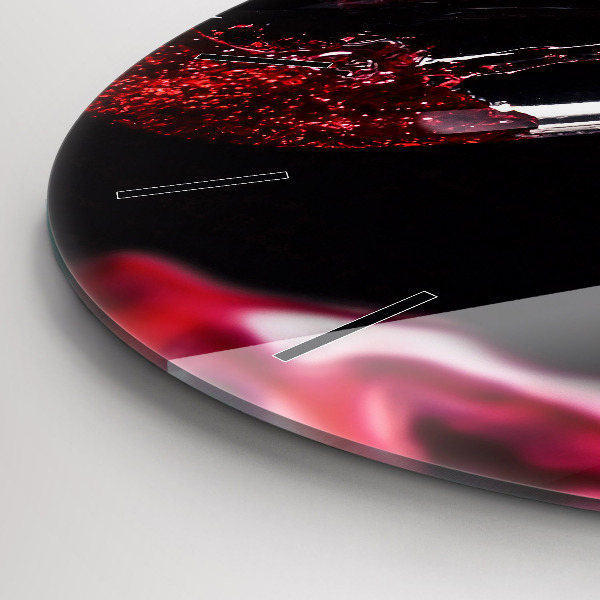 Kulaté skleněné hodiny s fotkou Červené víno